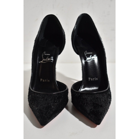 Christian Louboutin Iriza 100 Black Velvet Papillon D'Orsay Heel Pump 38.5 - Picture 6 of 12